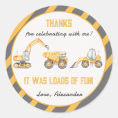 Sticker Rond Construction Anniversaire Merci (Devant)