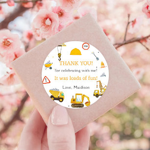 Sticker Rond Construction Anniversaire Merci