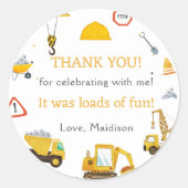 Sticker Rond Construction Anniversaire Merci (Devant)