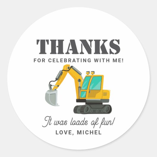 Sticker Rond Construction Camion Anniversaire Décor (Devant)