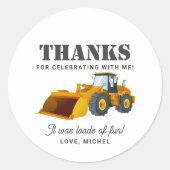 Sticker Rond Construction Camion Anniversaire Décor (Devant)