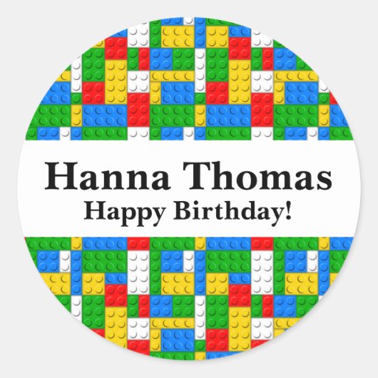 Sticker Rond Construction de briques Anniversaire (Devant)