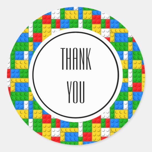 Sticker Rond Construction de briques Anniversaire (Devant)