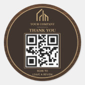 Sticker Rond Construction de code QR à grain de bois moderne (Devant)