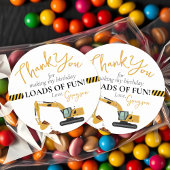 Sticker Rond Construction Digger Anniversaire Fête Merci Favori