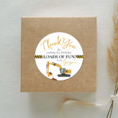 Sticker Rond Construction Digger Anniversaire Fête Merci Favori