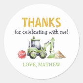 Sticker Rond Construction Enfants 1er anniversaire fête (Devant)