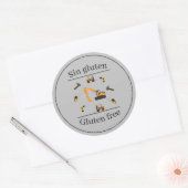 Sticker Rond Construction Gris Anniversaire Bilingue Sans glute (Enveloppe)