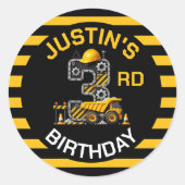 Sticker Rond Construction mignonne 3e anniversaire (Devant)