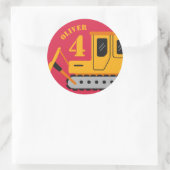 Sticker Rond Construction pour enfants Rouge mignonne Anniversa (Sac)