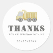 Sticker Rond Construction Véhicules Camion Garçons Anniversaire (Devant)