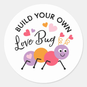 Sticker Rond Construire un amour Bug Playdough Valentine Étique