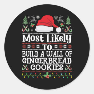 Sticker Rond Construire un mur de biscuits au gingembre - Noël