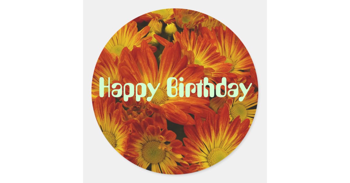 Sticker Rond Contact D Automne Joyeux Anniversaire Mamans Zazzle Be