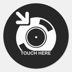 Sticker Rond Contact du DJ ici