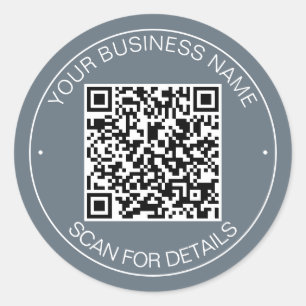 Sticker Rond Contact intelligent de code QR bleu Dusty