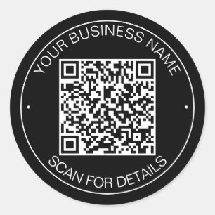 Sticker Rond Contact intelligent de code QR noir