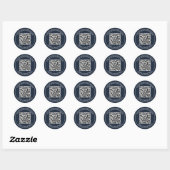 Sticker Rond Contact Smart Code QR bleu Marine (Feuille)