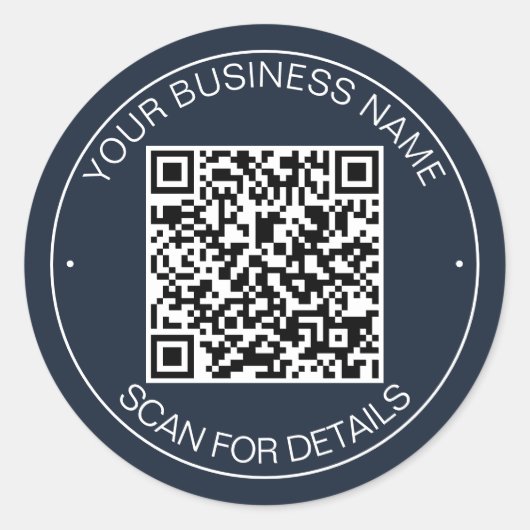 Sticker Rond Contact Smart Code QR bleu Marine (Devant)