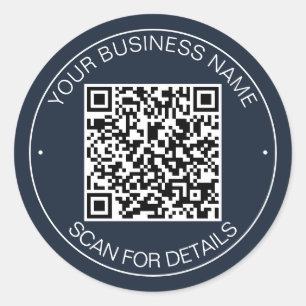 Sticker Rond Contact Smart Code QR bleu Marine