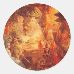 Sticker Rond Conte de fées vintage Le Rouge-gorge captif par Fi