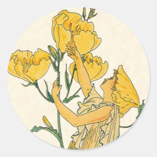 Sticker Rond Conte de fées vintage, Onagre, Walter Crane