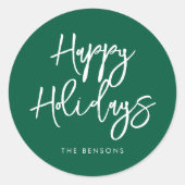 Sticker Rond Contemporain Joyeux Joyeux Vacances Vert (Devant)