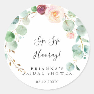 Sticker Rond Contemporary Floral Sip Sip Hooray Enterrement de 