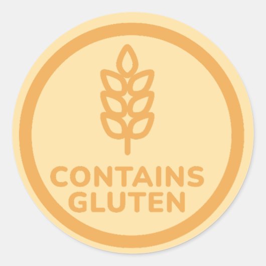 Sticker Rond Contenir Gluten Allergie Avertissement Celiac (Devant)