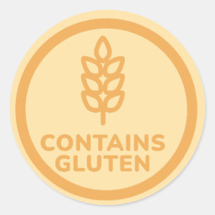 Sticker Rond Contenir Gluten Allergie Avertissement Celiac