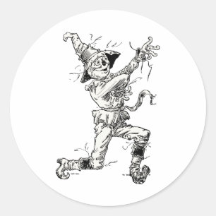 Sticker Rond Contes de fées vintage de l'Epouvantail du Magicie