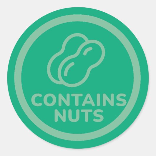 Sticker Rond Contient des noix Allergie Avertissement Arachide (Devant)