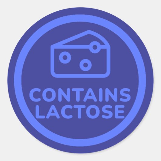 Sticker Rond Contient Lait Lactose Sans Avertissement Allergie  (Devant)