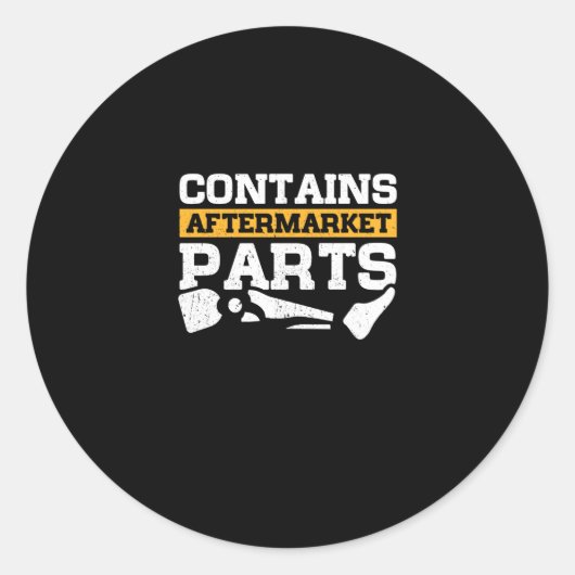 Sticker Rond Contient une prothèse de jambe amputée pour pièces (Devant)