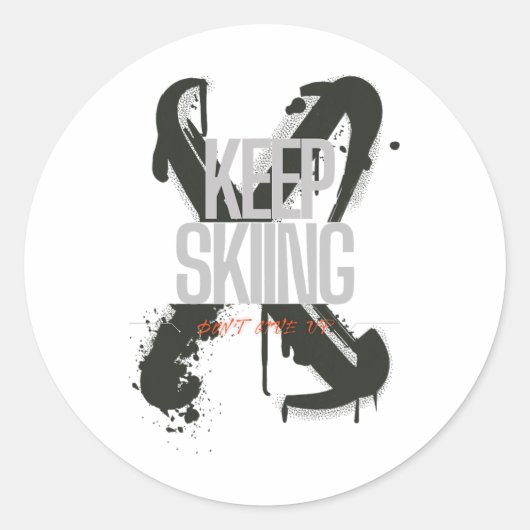 Sticker Rond Continuer à skier (Devant)
