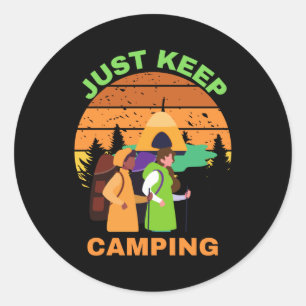 STICKER ROND CONTINUEZ À CAMPER