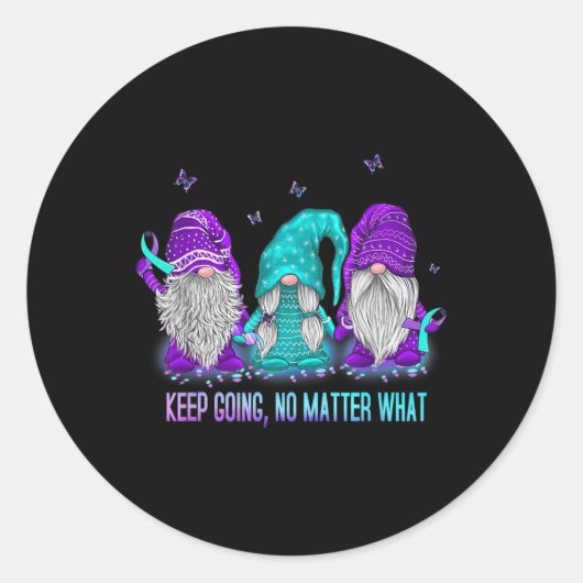 Sticker Rond Continuez à ignorer ce que Gnome Suicide Preventio (Devant)