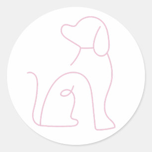 Sticker Rond Contour de chien simple