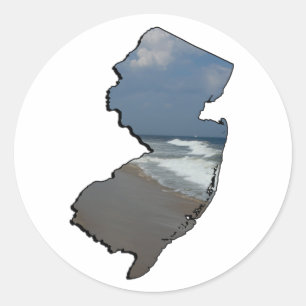 Sticker Rond Contour d'état de rivage de New Jersey