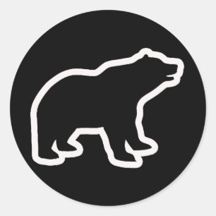 STICKER ROND CONTOUR D'OURS BLANC