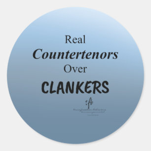 Sticker Rond Contreténors Au-Dessus Des Pacotilles Bleues Anti-
