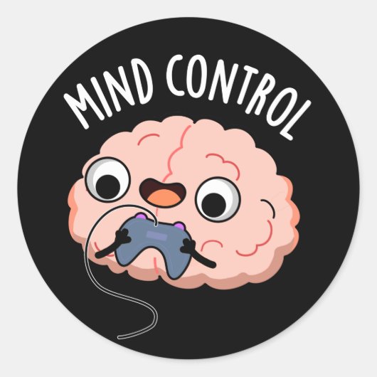 Sticker Rond Contrôle de l'esprit amusant jeu de cerveau sombre (Devant)