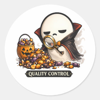 Sticker Rond Contrôle de Qualité Halloween Vampire Mignon 