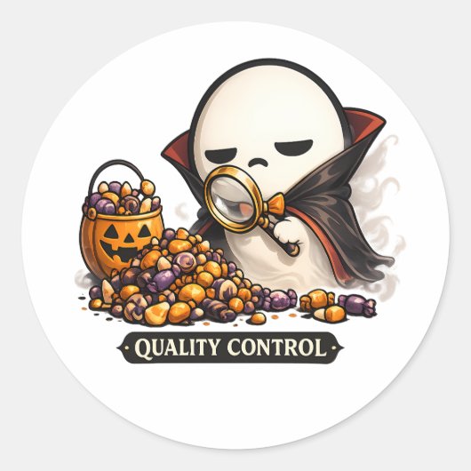 Sticker Rond Contrôle de Qualité Halloween Vampire Mignon (Devant)