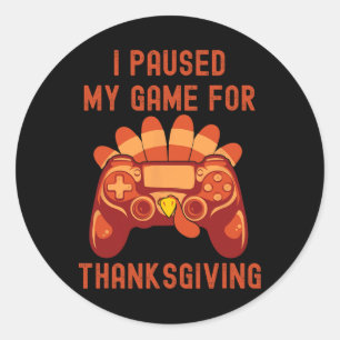 Sticker Rond Contrôleur de jeu Happy Thanksgiving Turkey Boys K