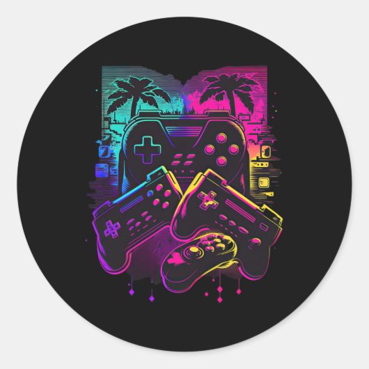 Sticker Rond Contrôleur de jeu vidéo Gamer 16 (Devant)