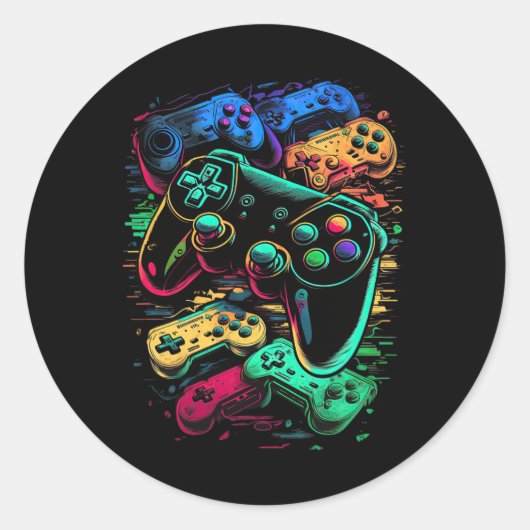 Sticker Rond Contrôleur de jeu vidéo Gamer 17 (Devant)