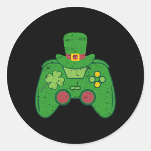Sticker Rond Contrôleur de jeu vidéo Irish Gamer Boys Saint-Pat