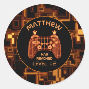 Sticker Rond Contrôleur de jeu vidéo orange