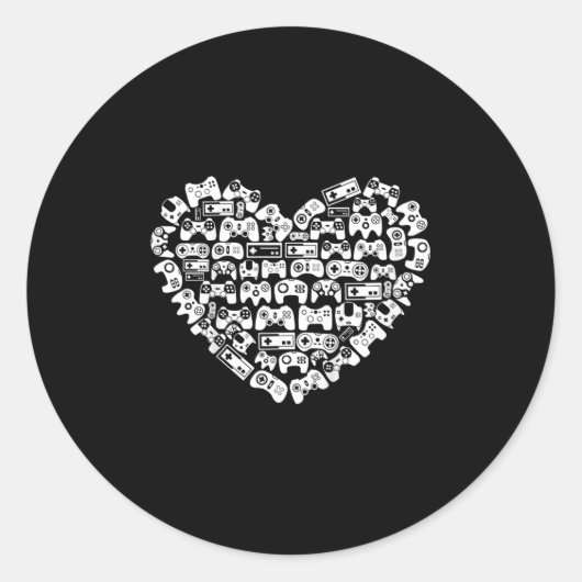 Sticker Rond Contrôleur de jeu vidéo pour enfants Coeur Valenti (Devant)